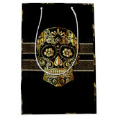 ブクールラック&金ゴールド砂糖スカルデー ミディアムペーパーバッグ (正面)