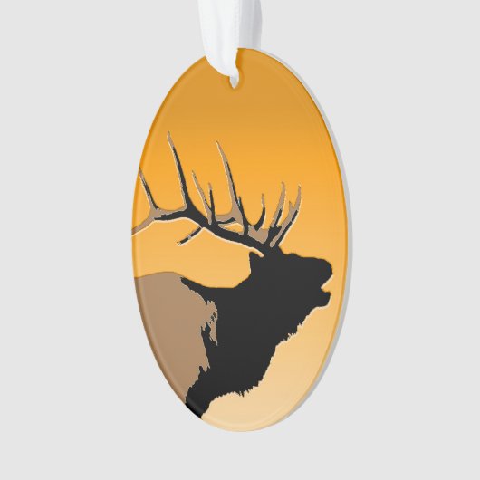 ブグリングブルエルクアットサンセットオリジナルワイルドライフアート オーナメント (正面)