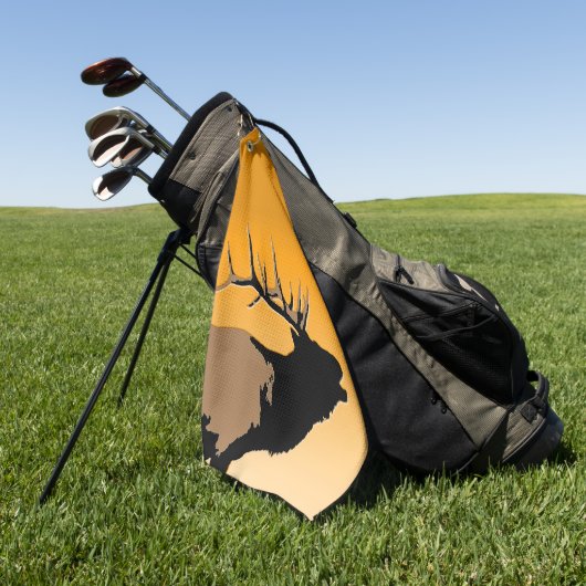 ブグリングブルエルクアットサンセットオリジナルワイルドライフアート ゴルフタオル (グリーン)