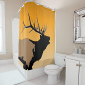 ブグリングブルエルクアットサンセットオリジナルワイルドライフアート シャワーカーテン (インサイチュ)