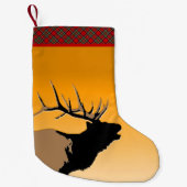 ブグリングブルエルクアットサンセットオリジナルワイルドライフアート スモールクリスマスストッキング (正面)