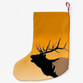 ブグリングブルエルクアットサンセットオリジナルワイルドライフアート スモールクリスマスストッキング (裏面)