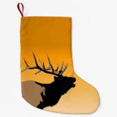 ブグリングブルエルクアットサンセットオリジナルワイルドライフアート スモールクリスマスストッキング (正面)