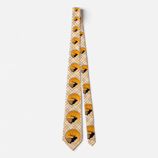 ブグリングブルエルクアットサンセットオリジナルワイルドライフアート ネクタイ (正面)