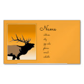 ブグリングブルエルクアットサンセットオリジナルワイルドライフアート マグネット名刺 (正面)