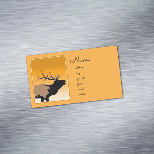 ブグリングブルエルクアットサンセットオリジナルワイルドライフアート マグネット名刺 (インサイチュ)