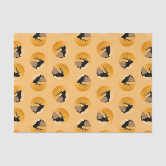 ブグリングブルエルクアットサンセットオリジナルワイルドライフアート 薄葉紙 (正面)