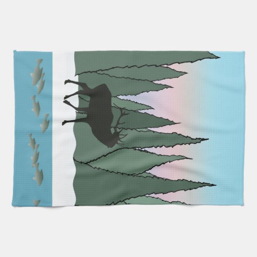 ブグリングブルエルク及び魚湯タオルセット キッチンタオル (横)