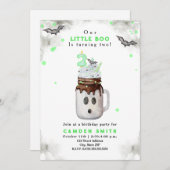 ブグリーンハロウィーン幽霊ミルクシェイク誕生日 招待状 (正面/裏面)