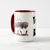 ブグリ数々のング色の水の色エルクシルエットマグ マグカップ (正面左)