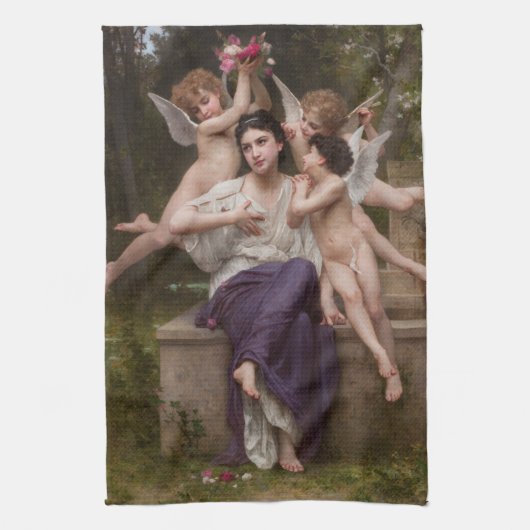 ブグローによる「春の夢 Rêve de Printemps」 キッチンタオル (縦)