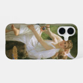 ブグロー作天使の肖像画「仕事の邪魔」 iPhone 16ケース (裏面横)