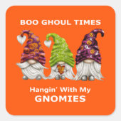 ブグールタイぶら下がったムズとMy Gnomies Halloween スクエアシール (正面)