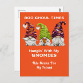 ブグールタイぶら下がったムズとMy Gnomies Halloween ポストカード (正面/裏面)