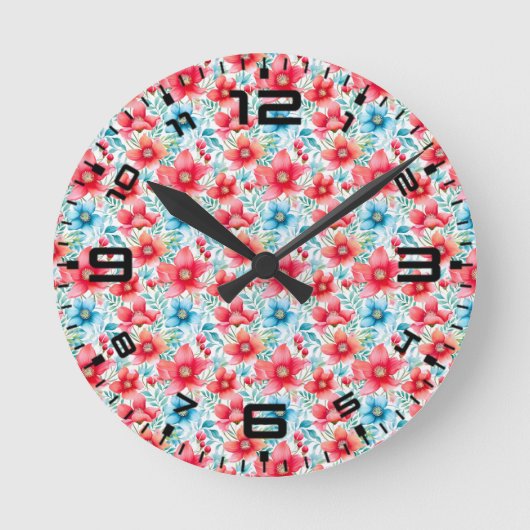 ブケ魅力的ランヤパターン–65292 ラウンド壁時計 (正面)