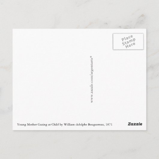 ブゲローさんが子どもをじっと見ている若い母 ポストカード (裏面)