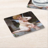 ブゲロー蝶とキューピッド スクエアペーパーコースター (アングル)