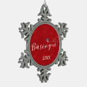 ブシンゲン国旗のハート、ブシンゲンアムホッチン スノーフレークピューターオーナメント (左)