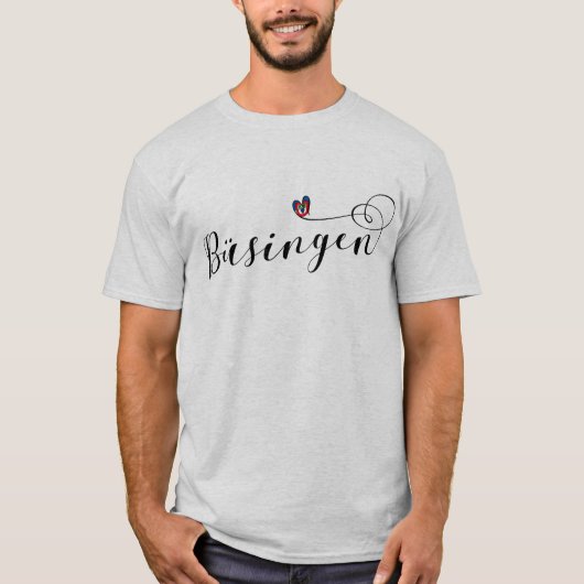 ブシンゲン国旗のハート、ブシンゲンアムホッチン Tシャツ (正面)