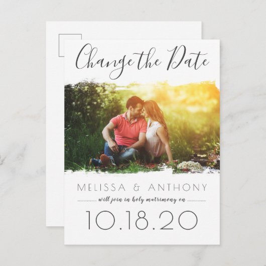 ブシンプルラシのストローク効果で写真の日付を変更 案内ポストカード (正面/裏面)