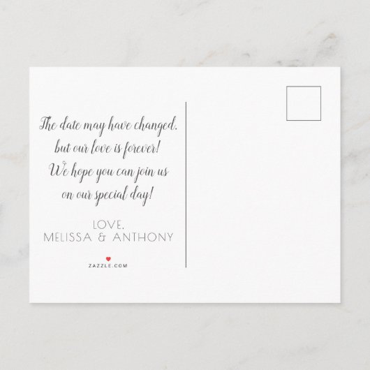 ブシンプルラシのストローク効果で写真の日付を変更 案内ポストカード (裏面)