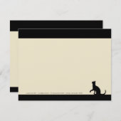 ブシンプルラックキャットシルエットノートカード 招待状 (正面/裏面)