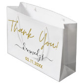 ブシンプルラック&金ゴールドサンキュー名前をカスタムする ラージペーパーバッグ (裏面アングル)
