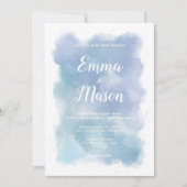 ブシンプルルーウォーターカラースキー 招待状 (正面)