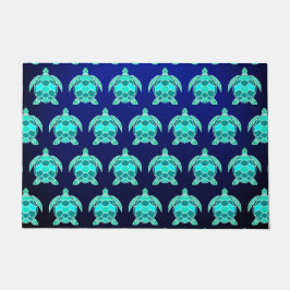 ブシンプルルーグリーンターコイズティール（緑がかった色）シータートル ドアマット