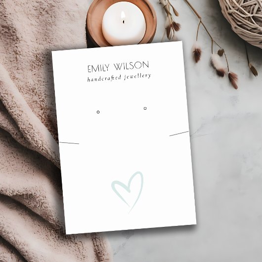 ブシンプルルーハートネックレスイヤリングディスプレイ 名刺
