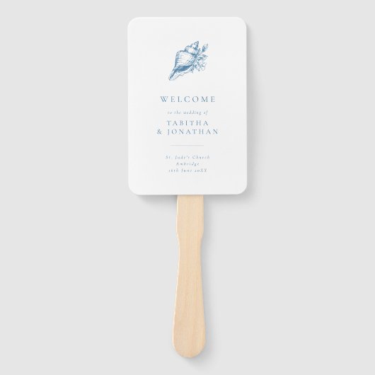 ブシンプルルーヴィンテージシーセル結婚式 プログラム ハンドファン (正面)