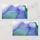 ブシンプルルー水色トレンディー名モダン刺 名刺 (正面/裏面)