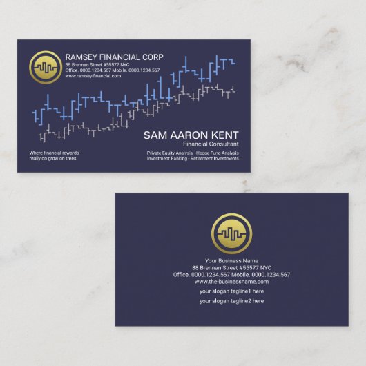 ブシンプルルー証券取引所の波の財務 名刺 (正面/裏面)