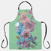 ブジウータカラーバラフローラデザイングリーンエプロン エプロン (正面)
