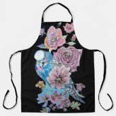ブジウータカラーバラフローラデザインブラックエプロン エプロン (正面)