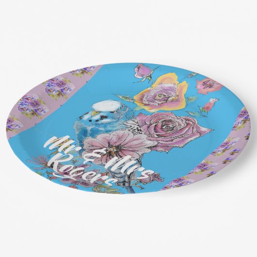 ブジウータカラーフローラ薄紫結婚の紙プレート ペーパープレート (アングル)