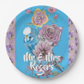ブジウータカラーフローラ薄紫結婚の紙プレート ペーパープレート (正面)
