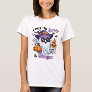 ブジェおかしなハロウィーンの洋服Cosでブーを入れた Tシャツ