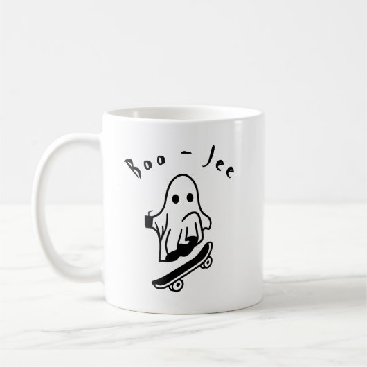 ブジェハロウィーン幽霊スケートで滑る不気味スケッチ コーヒーマグカップ (左)