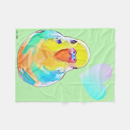 ブジェリガーパレークカラフルエトバグラデーションードハートS フリースブランケット (正面(横))