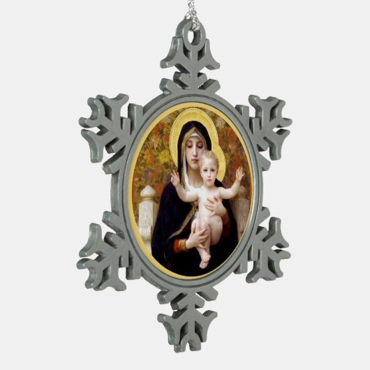 ブジェローマドンナと子 スノーフレークピューターオーナメント (左)