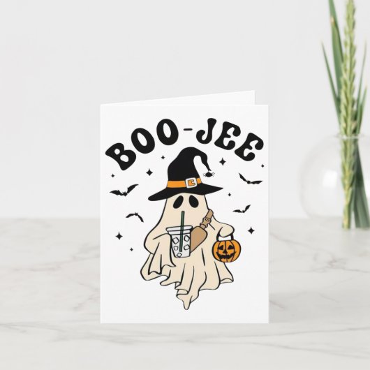 ブジェ幽霊かわいい面白いハロウィーン カード (正面)