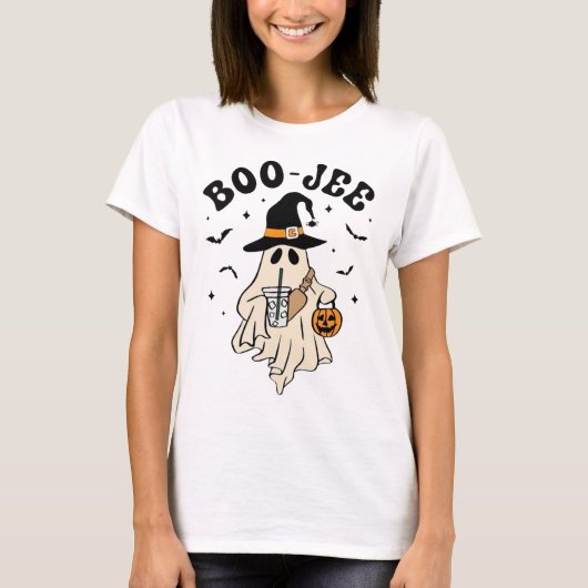 ブジェ幽霊かわいい面白いハロウィーン Tシャツ (正面)
