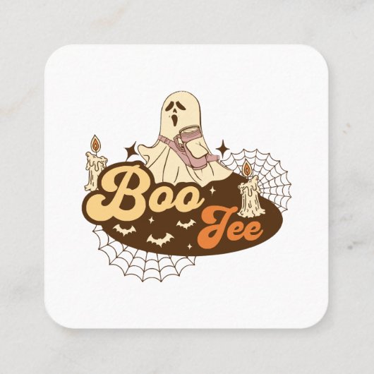 ブジェ幽霊ハロウィンおもしろい スクエア名刺 (裏面)