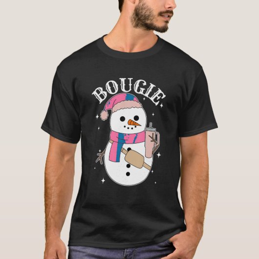 ブジェ雪だるまブギー雪だるまベルトバッグブジェクリスマス Tシャツ (正面)