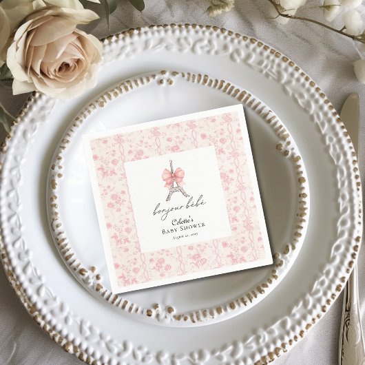 ブジュールベブパリトイフランスのルピンクベビーシャワー スタンダードカクテルナプキン
