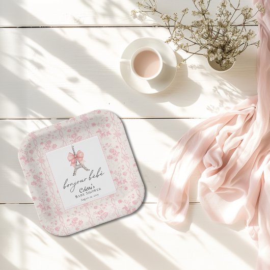 ブジュールベブパリトイフランスのルピンクベビーシャワー ペーパープレート