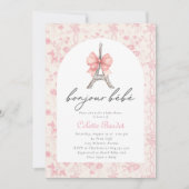ブジュールベブパリトイフランスのルピンクベビーシャワー 招待状 (正面)