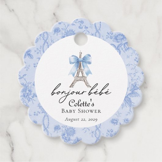 ブジュールベベパリトイフランスのルブルーベビーシャワー フェイバータグ (正面)
