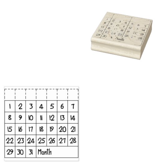 ブジョウウッドアートスタンプの永久月刊カレンダー ラバースタンプ (押印)